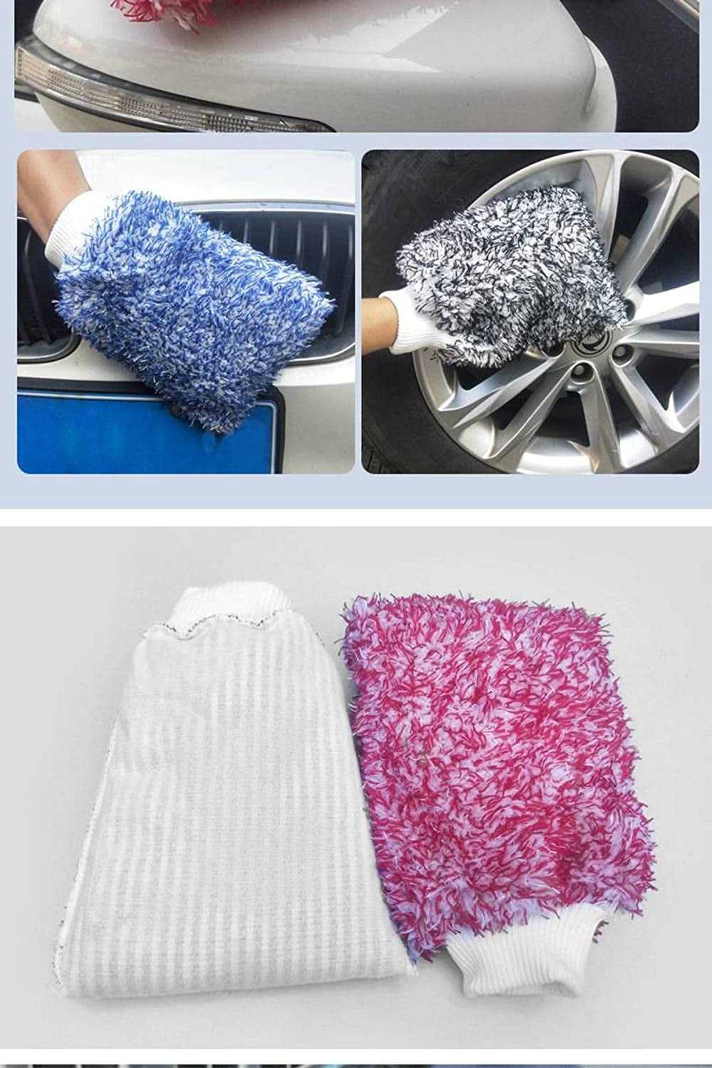 Automotive Car Cleaning Supplies Wholesale Gray Microfiber Chenille Car Washing Mitt Custom Logo Car Wash Gloves