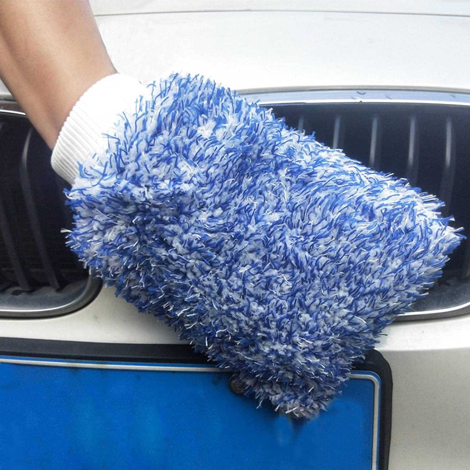 Automotive Car Cleaning Supplies Wholesale Gray Microfiber Chenille Car Washing Mitt Custom Logo Car Wash Gloves