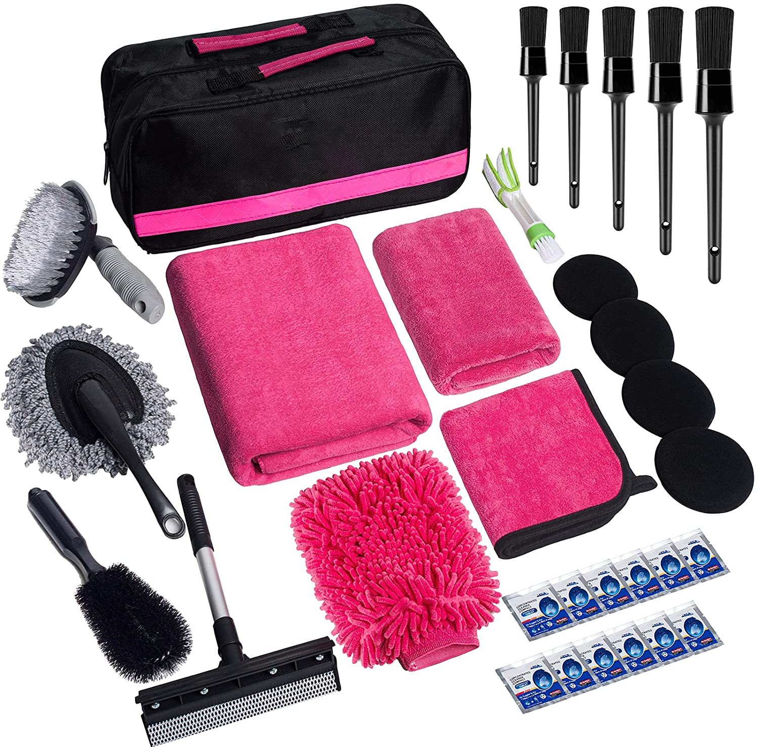 26Pcs in 1 Interior Car Care Wash Accessories Cleaning Detailing Tools Kit Set with Storage Box Snow Shovel Microfiber Cloths