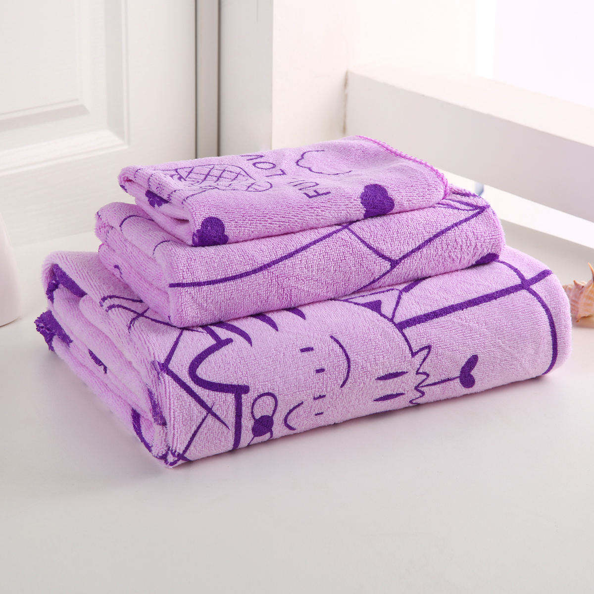 Cotton Bath Towel Thickened Absorbent Gift Three-Piece Towel Set