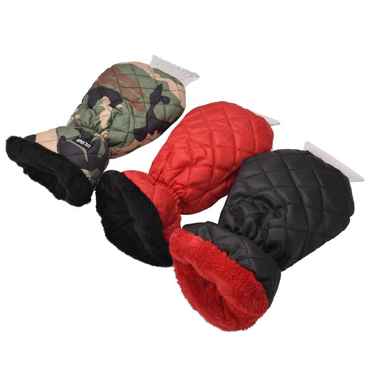 Custom Snow Removal Fleece Lined Glove Plastic New Style With Gloves Car Windscreen Ice Scraper Mitt
