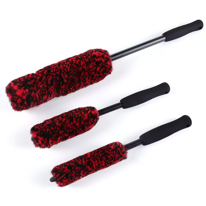 Efficient cleaning 3PK Bendable Synthetic wool wheel brush Auto Detailing Brush Set