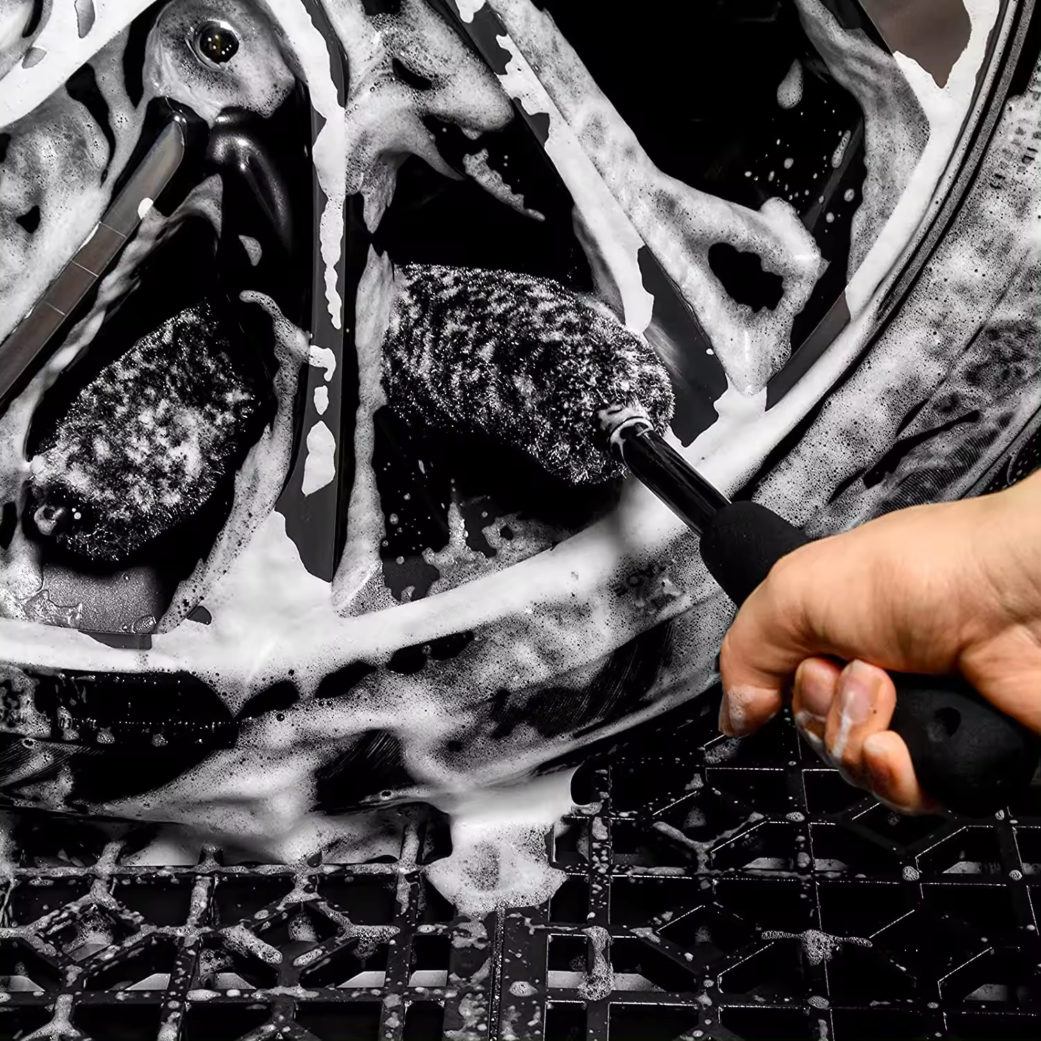 2PCS Long Handle premium microfiber car detailing wheel cleaning brush rim hub brush