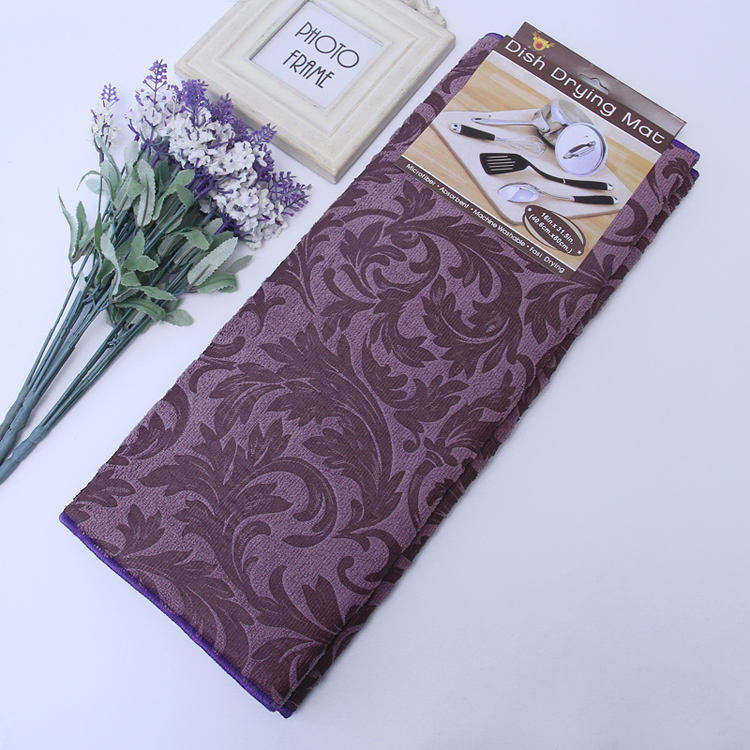 Foldable Polyester Dish Drying Mat Microfiber Printed Kitchen Absorbent Dish Drying Mat Polyester Dish Drying Mat