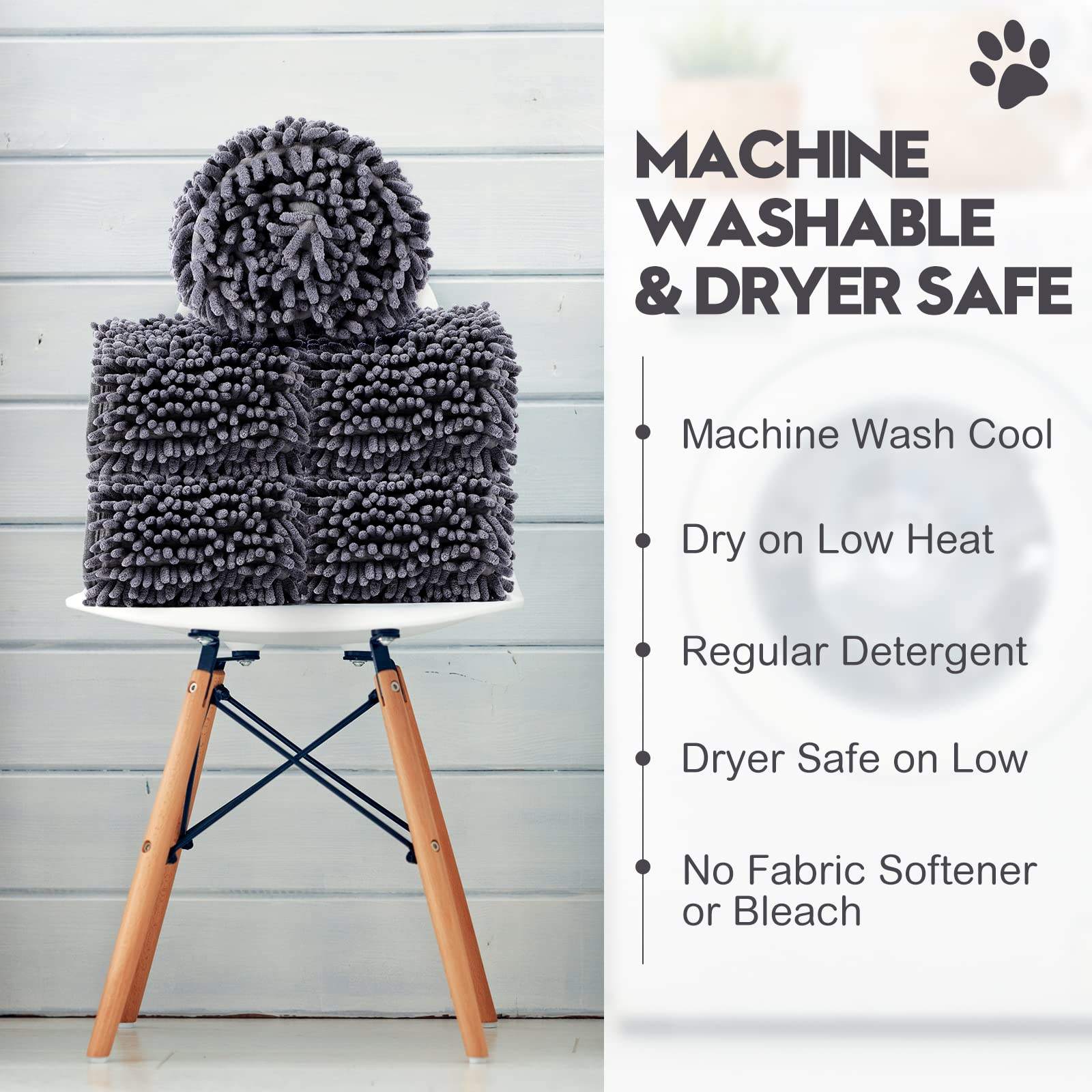 Custom Super Absorbent Quick Dry Chenille Microfiber Dog Towel for All Breeds Dogs Drying with Hand Pockets
