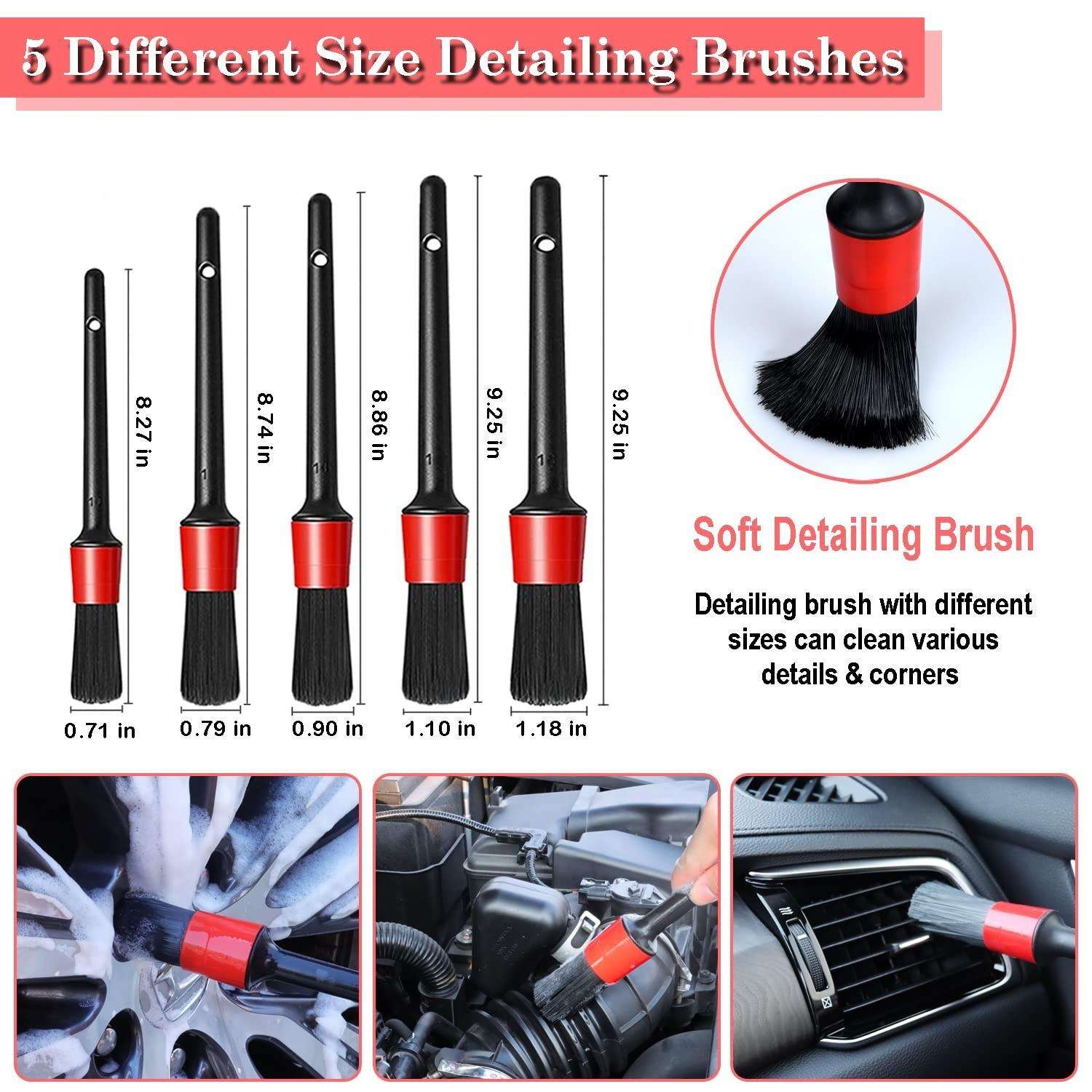 24 Pcs Car Detailing Brush Set Drill Soft Brushes Wash Kit with Cleaning Gel for Interior Exterior Wheels Dashboard