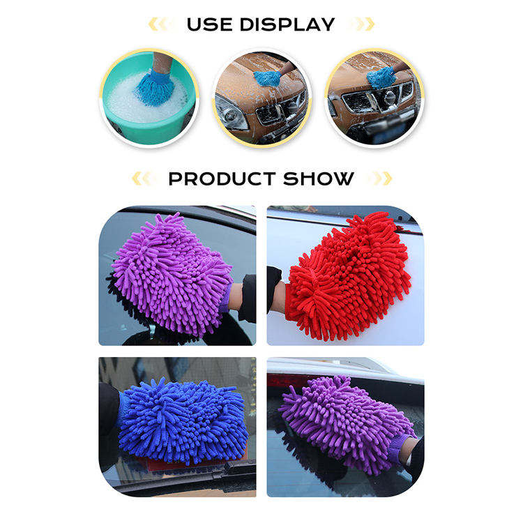 High Quality Microfiber Waterproof Car Washing Mitt In Microfiber Material Car Wash Mitt Chenille Gloves