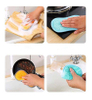 Double Sides Kitchen Microfiber Household Cleaning Dish Washing Sponge Washable Cleaner Brush