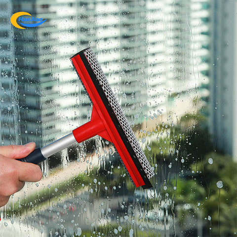 2 in 1 Window Cleaner Tool with Blade Rubber and Sponge Car Windshield Shower Squeegee for Glass Doors Window Squeegee