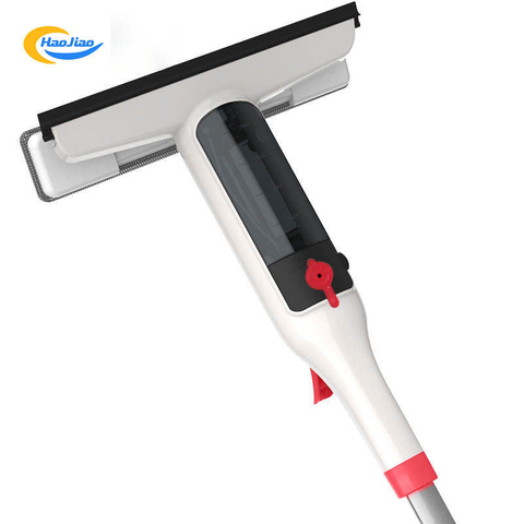 Long Handle Double Use Spray Window Squeegee Microfiber Rubber Glass Spray Window Wiper Squeegee