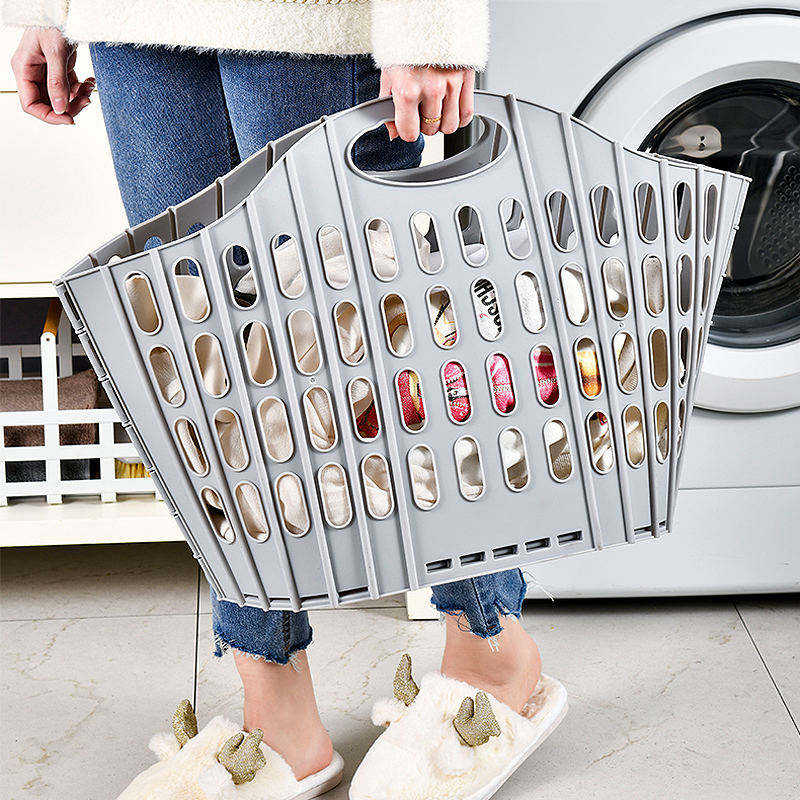 Large Foldable Plastic Laundry Basket Bathroom Storage Basket For Dirty Clothes with Foldable Organizer Basket for Toys