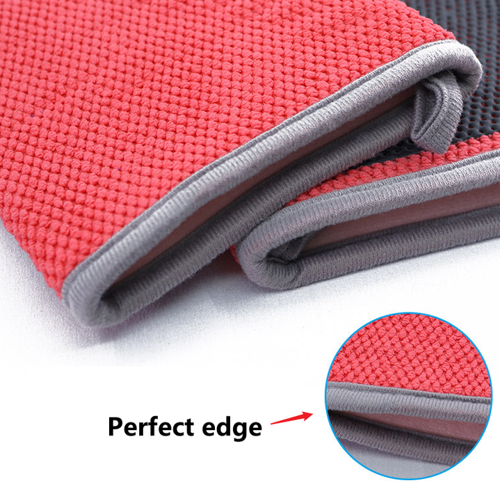 Red Color Mesh Pattern Medium Grade Safety Microfiber Clay Mitt for Car Washing