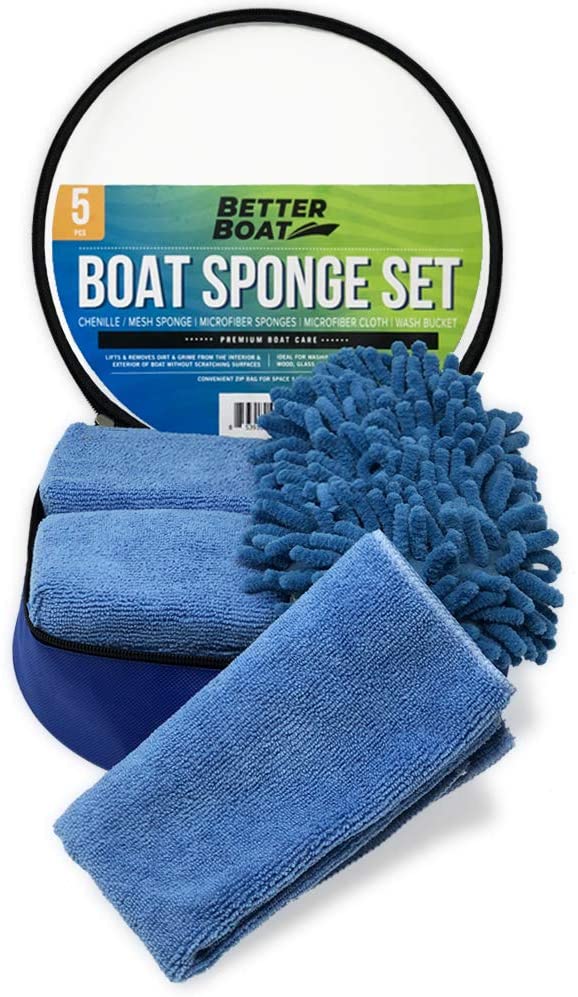 Interior Exterior Cleaning Kit Microfiber Sponge Bucket and Microfiber Wash Cloths