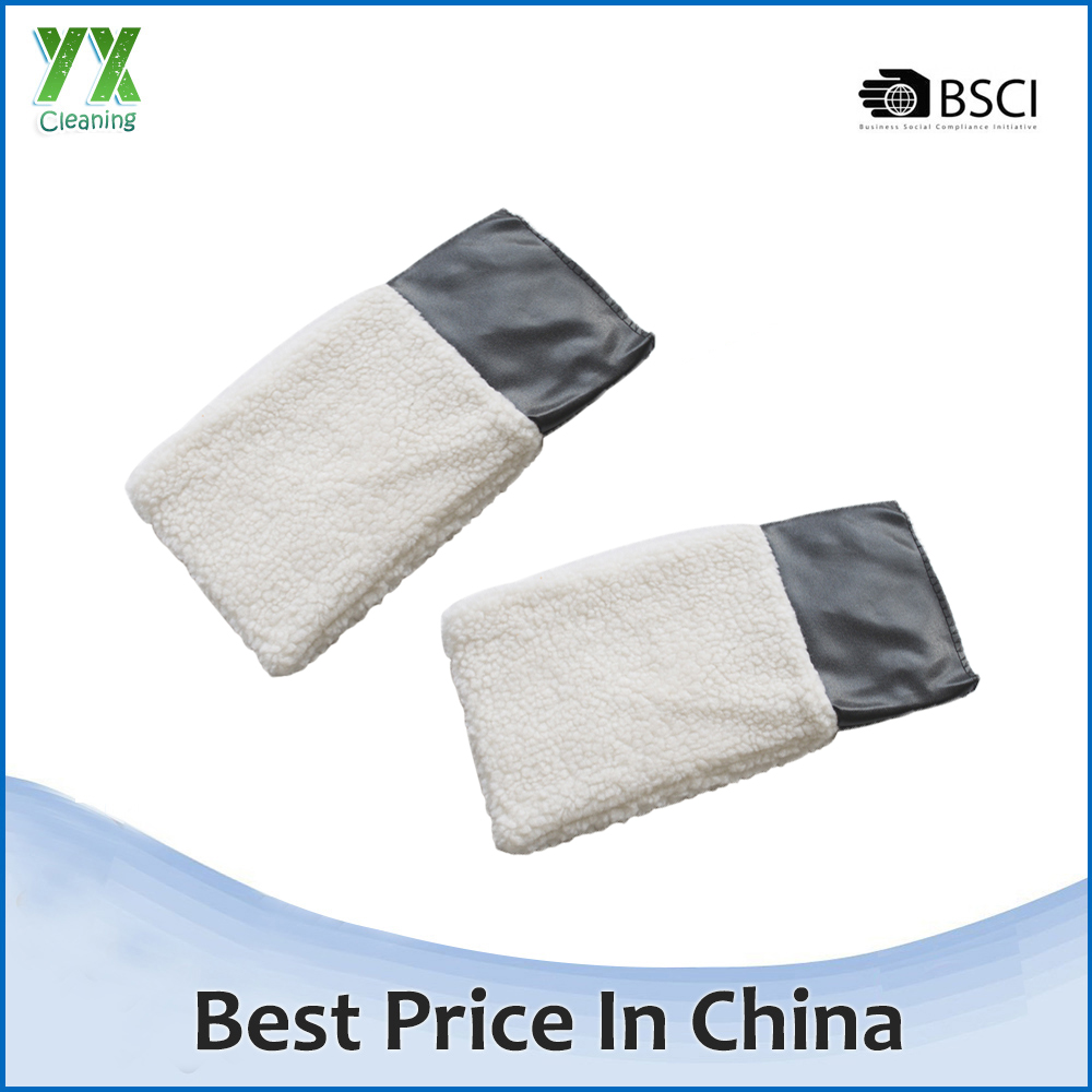Wool Car Wash Mitt Sheepskin Fingerless Cleaning Gloves