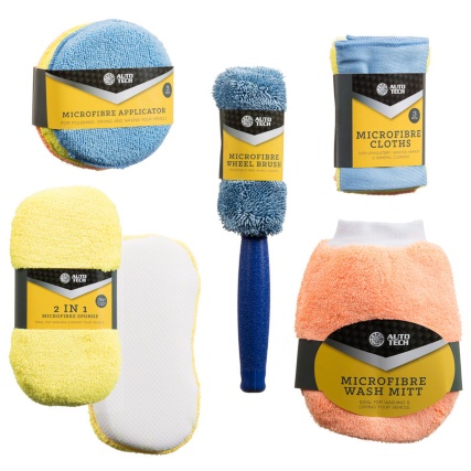 Microfiber Car Cleaning Set with Tire Brush mitt sponge towel
