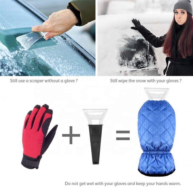 Plastic Waterproof Gloves Windshield Car snow removal Ice Scraper Mitt