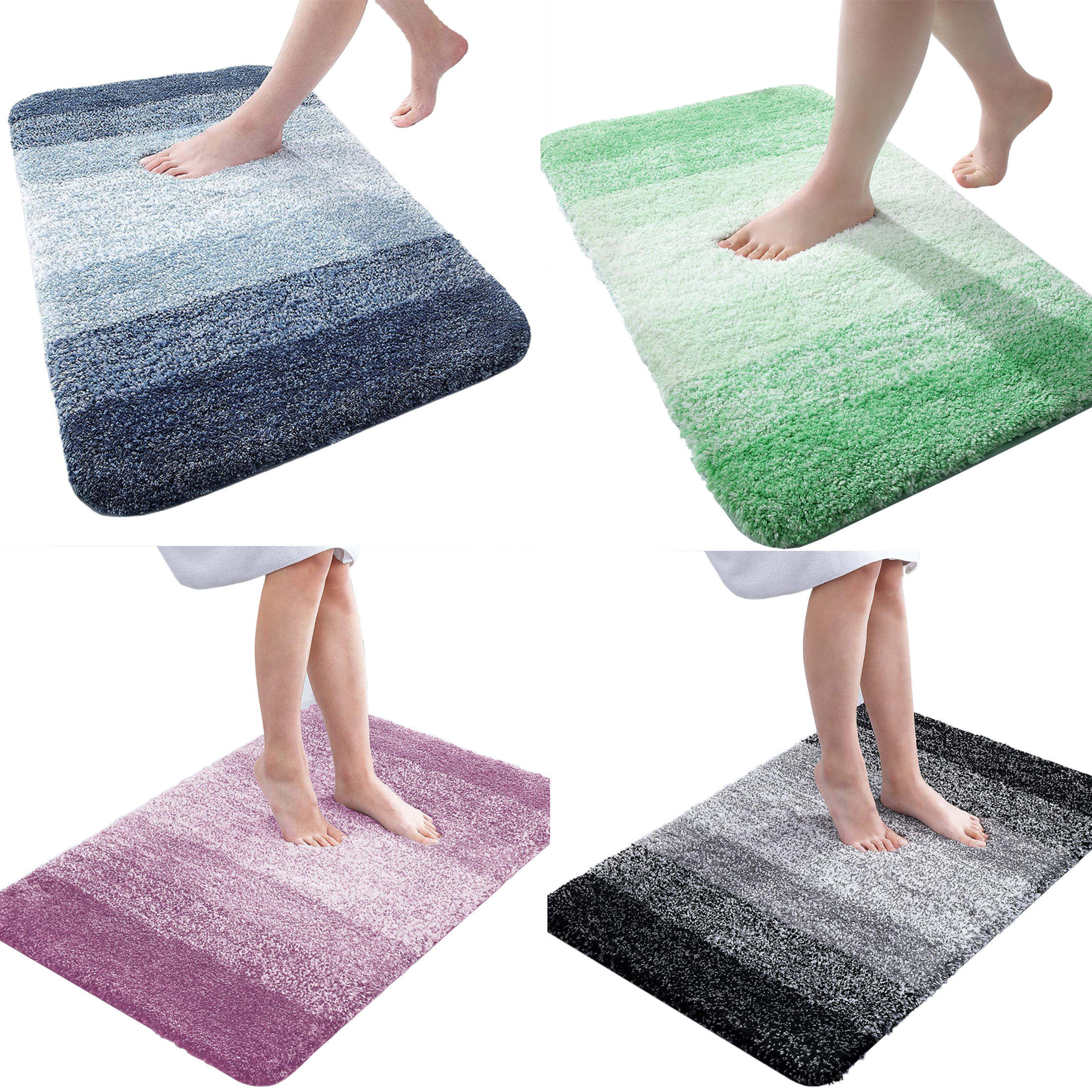 Luxury Soft Absorbent Bath Mat Soft Microfiber Shaggy Bath Rug Mat Colorful Non Slip Tpr Bottom Floor Mat