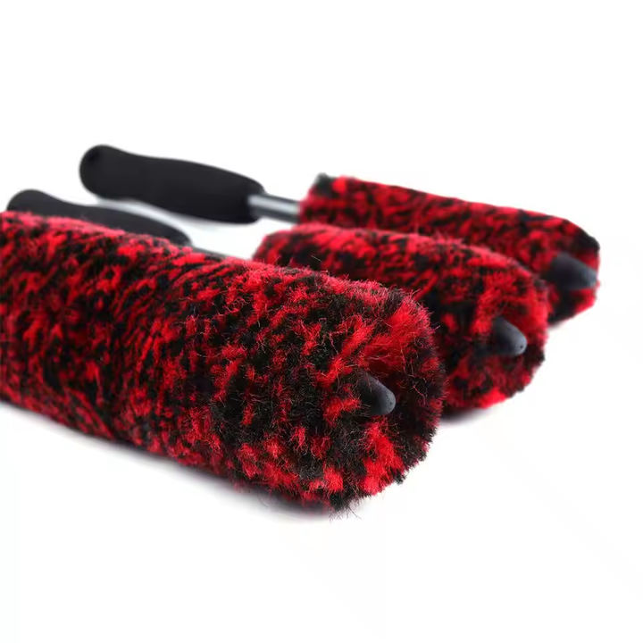 Efficient cleaning 3PK Bendable Synthetic wool wheel brush Auto Detailing Brush Set