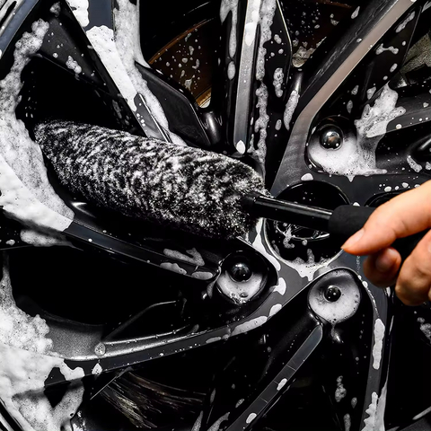 2PCS Long Handle premium microfiber car detailing wheel cleaning brush rim hub brush