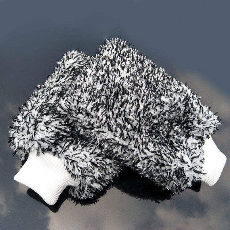 Premium Custom 70 30 Super Soft Long High Pile Microfiber Detailing Wash Mitt Car Clean Window Microfibre Wheel Washing Mitt
