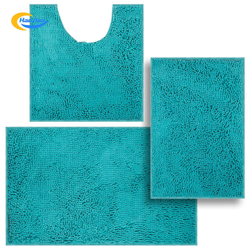 Grey 2 Pieces Bathroom Rug Set Ultra Soft Non Slip Absorbent Chenille Mat Plush Mats for Tub Shower