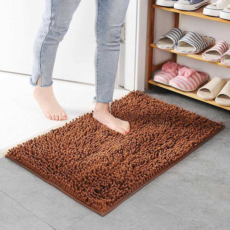 Chenille Soft Quick Dry 2-Ply Non-Slip Bathroom Mat Kitchen Rugs Thin Pile 3D Printed Washable Machine