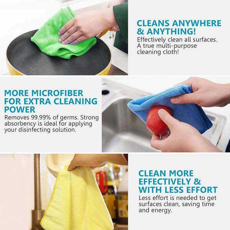 Microfiber Cleaning Cloth All-purpose Microfiber Towels Streak Free Cleaning Rags Customized Kitchen Supplies Kitchen Items