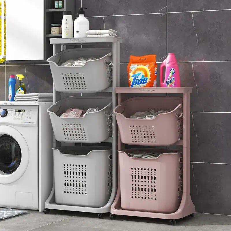 Multipurpose Vertical Rolling Layered Detachable Plastic Laundry Storage Basket