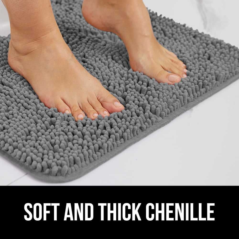 Bath Rug Thick Soft Absorbent Chenille Rubber Backing Microfiber Mats Machine Washable Rugs for Bathmat Accessories Decor