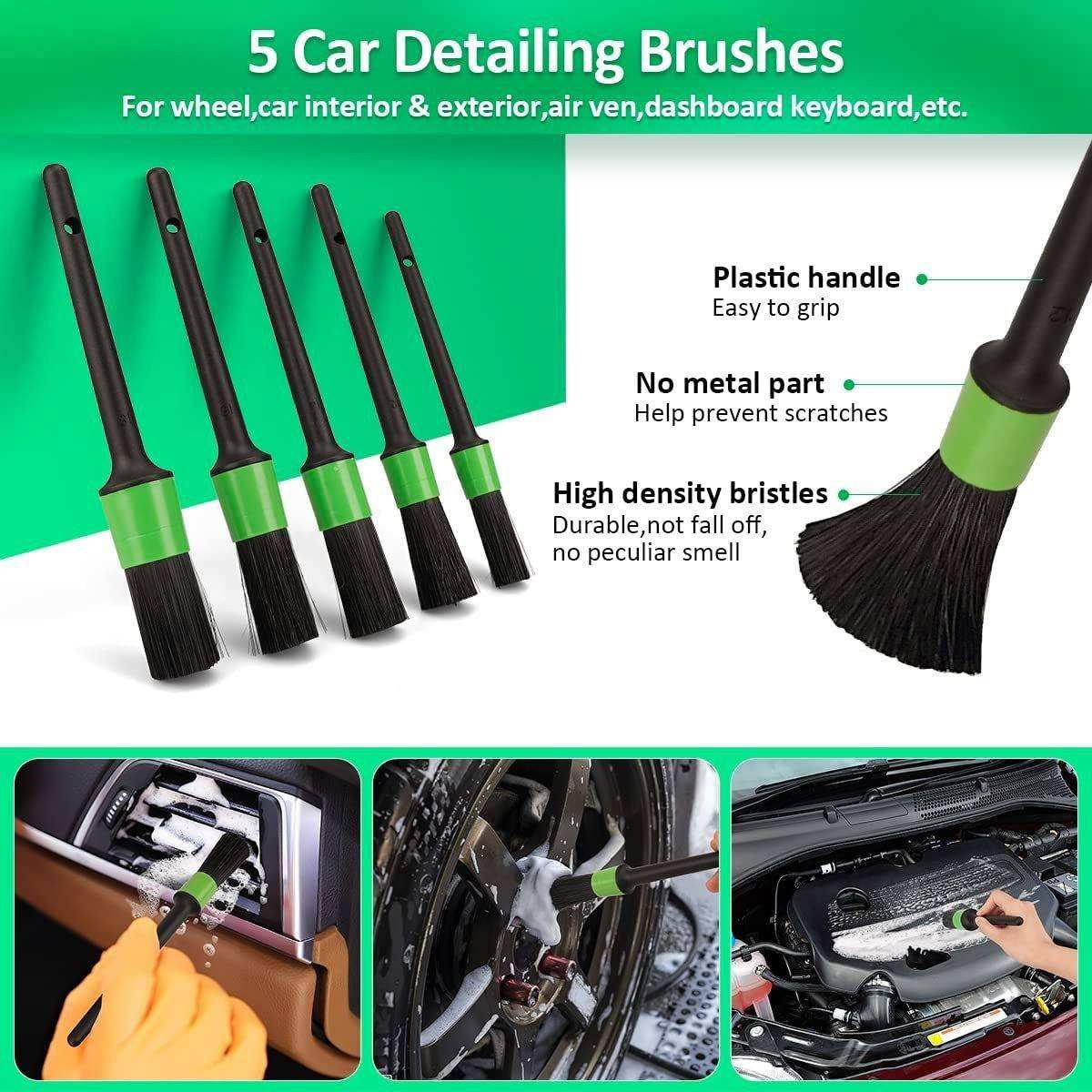 21pcs Interior Detailing Car Wash Cleaning Tool Kit With Towels Drill Brushes