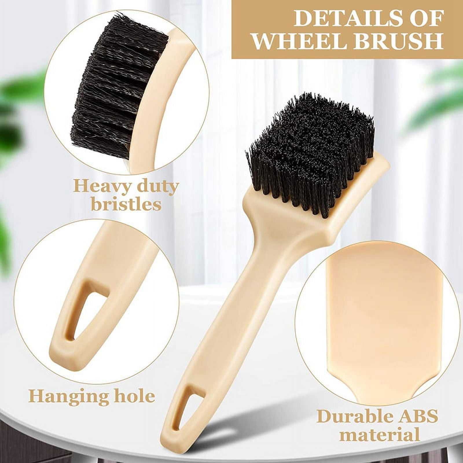 Car Wheel Cleaning Brush Horse Hair Cleaning Brush Auto Detailing Brush for Car Seat Wheel Carpet with Long Handle