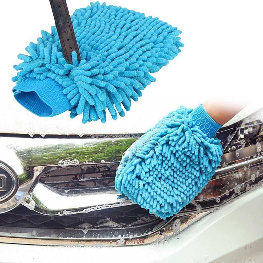 House Cleaning Microfiber Car Detailing Washing Gloves Wash Drying Mitts for Car Cleaning Blue