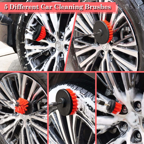 24 Pcs Car Detailing Brush Set Drill Soft Brushes Wash Kit with Cleaning Gel for Interior Exterior Wheels Dashboard