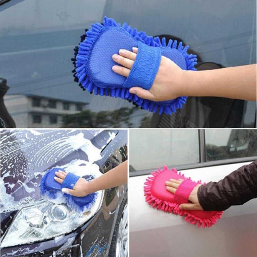 Microfiber Car Wash Pad Plush Chenille and Mesh Cleaning Sponge Auto Detailing Car Care Washing Pad Foam Sponge
