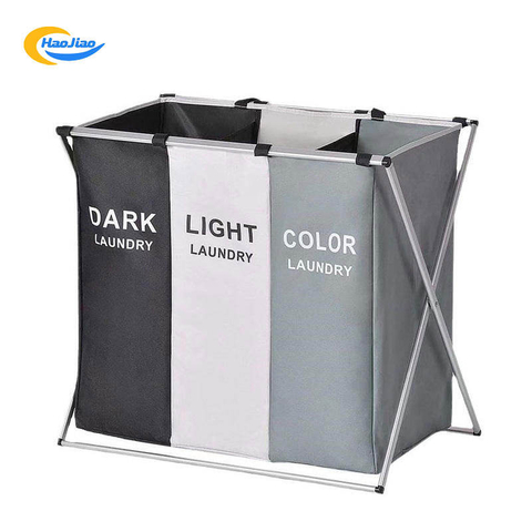 Foldable 150L Laundry Basket 3 Sections Large Dirty Clothes Laundry Bag Sorter for Bathroom