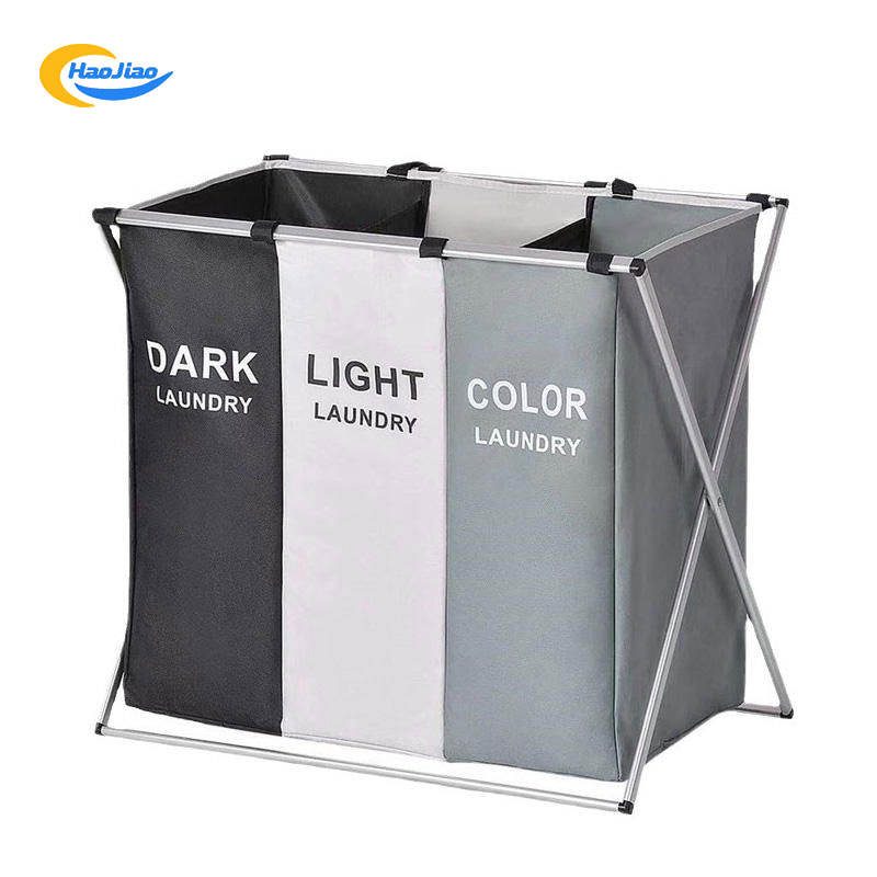 Foldable 150L Laundry Basket 3 Sections Large Dirty Clothes Laundry Bag Sorter for Bathroom