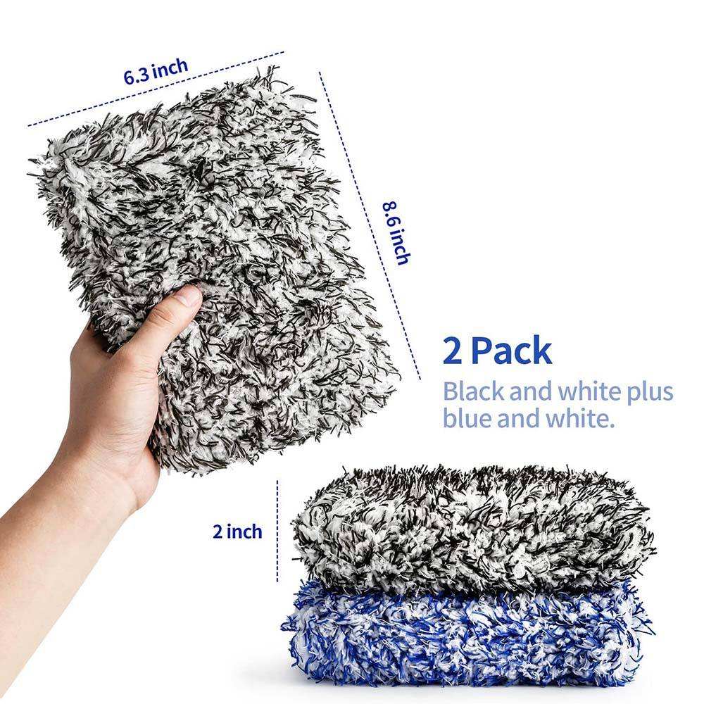 Plush Car Wash Sponge Large Korean Microfiber Bubble Pads Premium Absorbent Coral Fleece Block