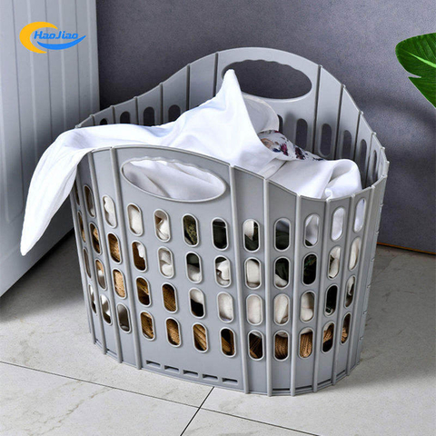 Large Foldable Plastic Laundry Basket Bathroom Storage Basket For Dirty Clothes with Foldable Organizer Basket for Toys