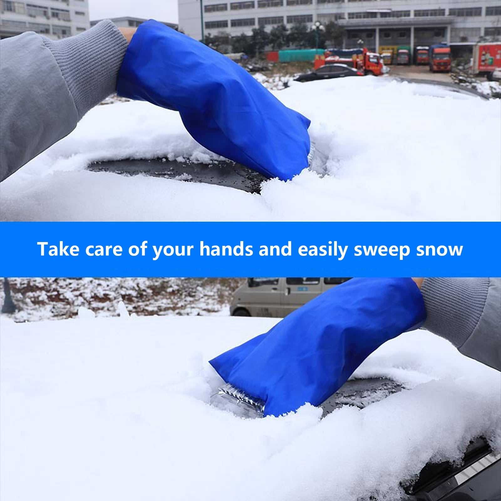 Scratch-Free Car Windshield with Brush and Scraper Waterproof Ice Scraper Mitt