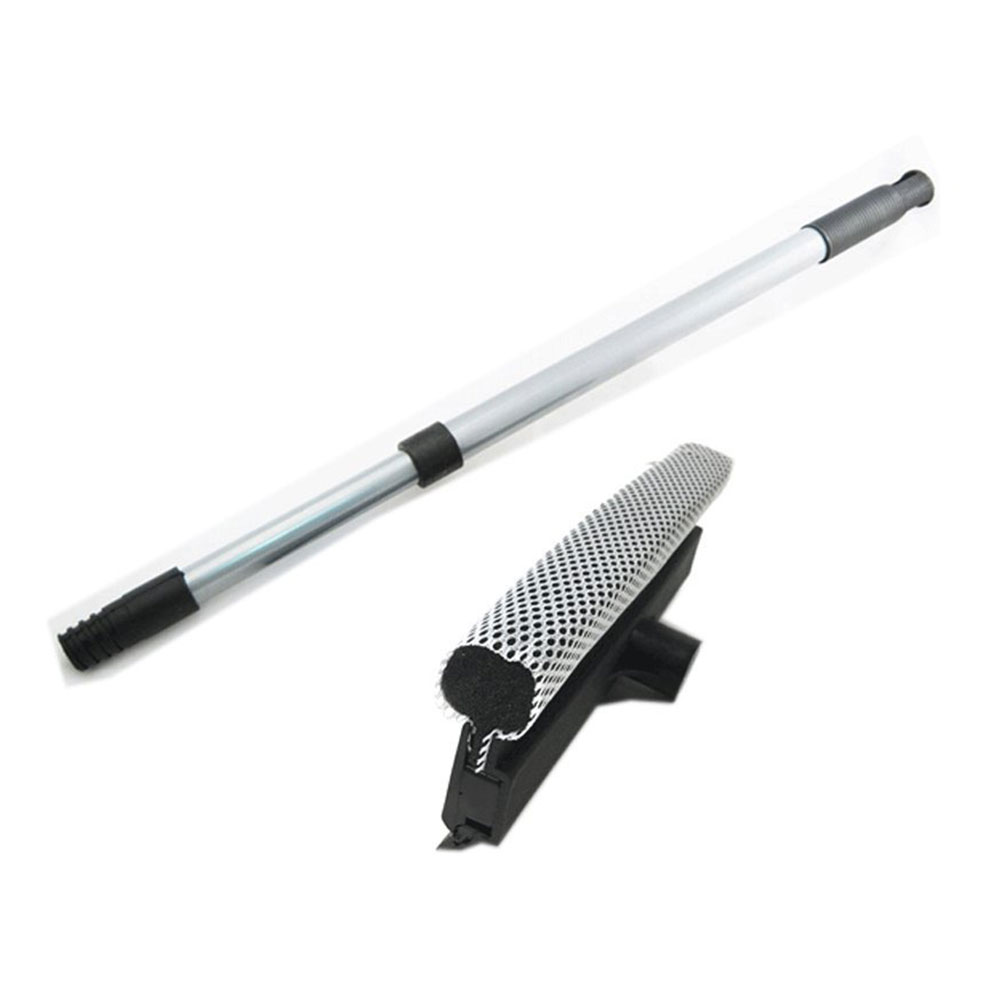 Double Sided Flexible Window Squeegee with Spring Joint and Extensible Pole used for Screen Window and Glass Window