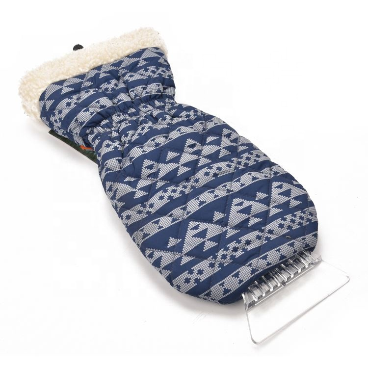Winter Shovel Car Heavy Duty Warm With Mitt Snow Removal Fleece Lined Plastic Ice Scraper Glove