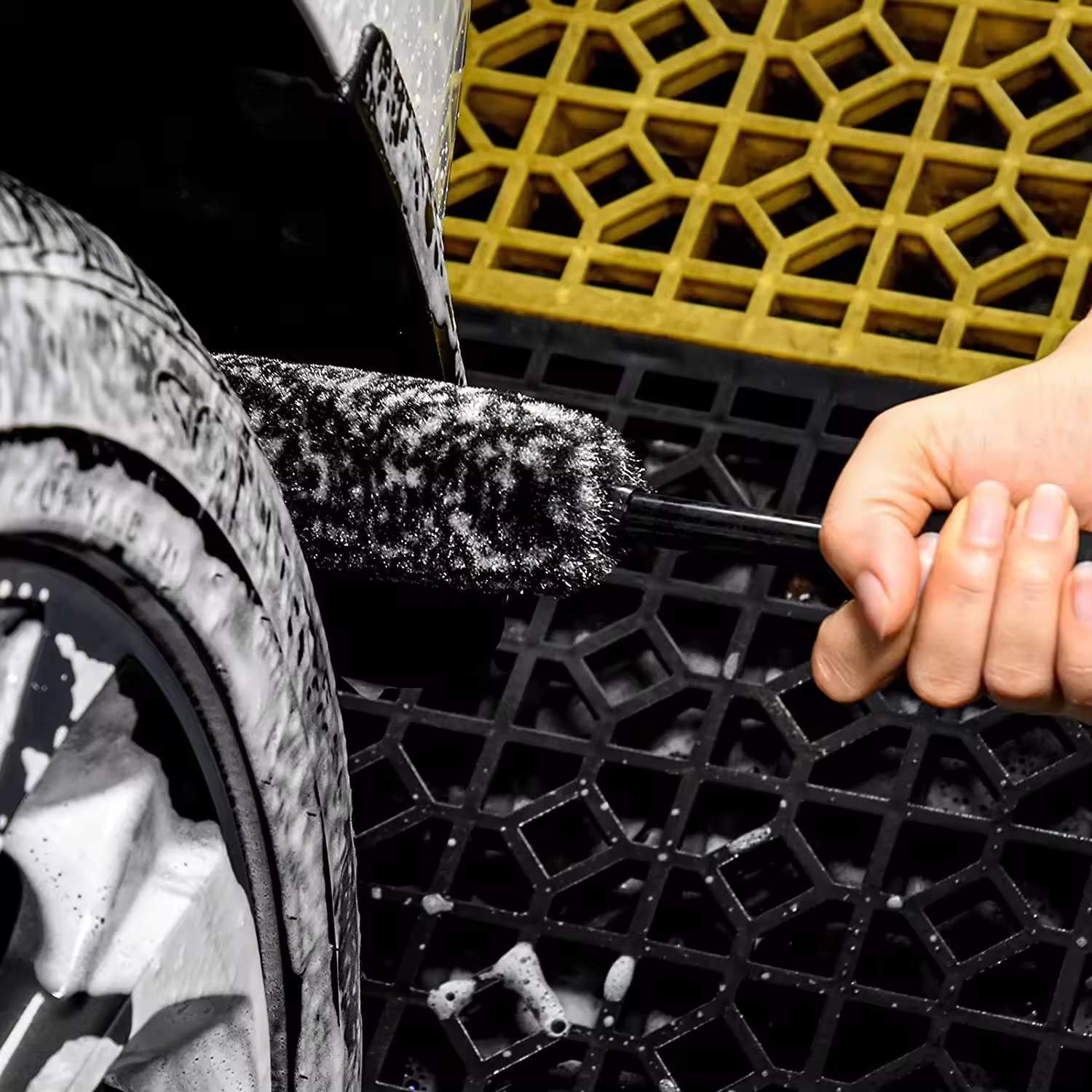 2PCS Long Handle premium microfiber car detailing wheel cleaning brush rim hub brush