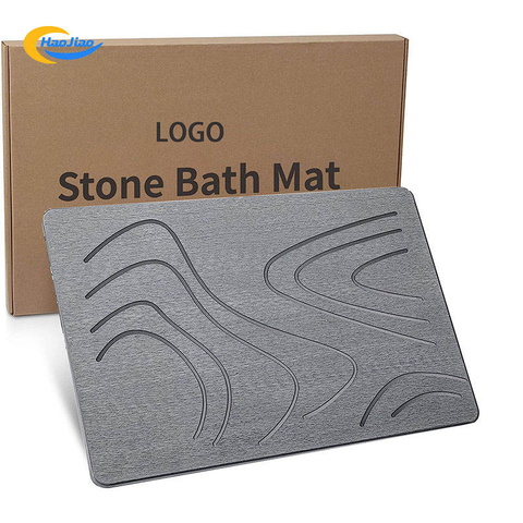 Carving Diatomaceous Earth Bath Mat Stone Non Slip Super Absorbent Quick Drying Shower Mat Solid Hard Diatomite Stone Bath Mat