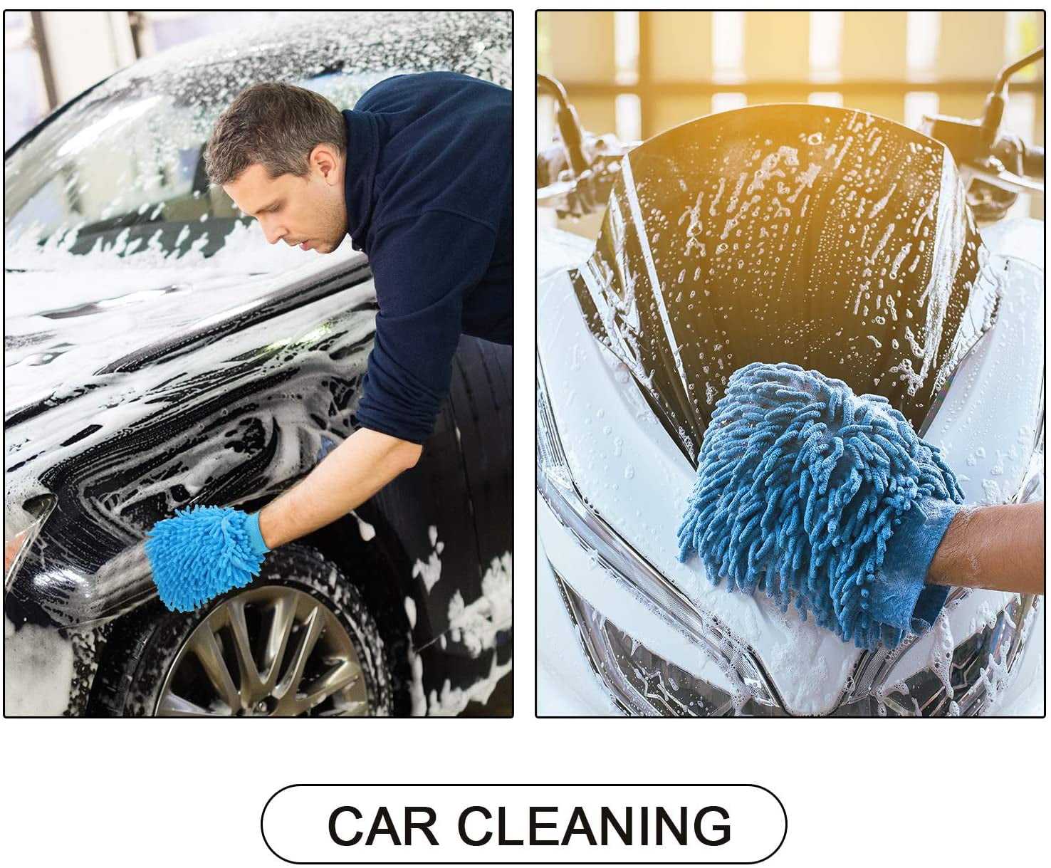 Car Wash Mitts Microfiber Cleaning Cloth Glove Double Sided Scratch-Free Super Absorbent Wash and Glove