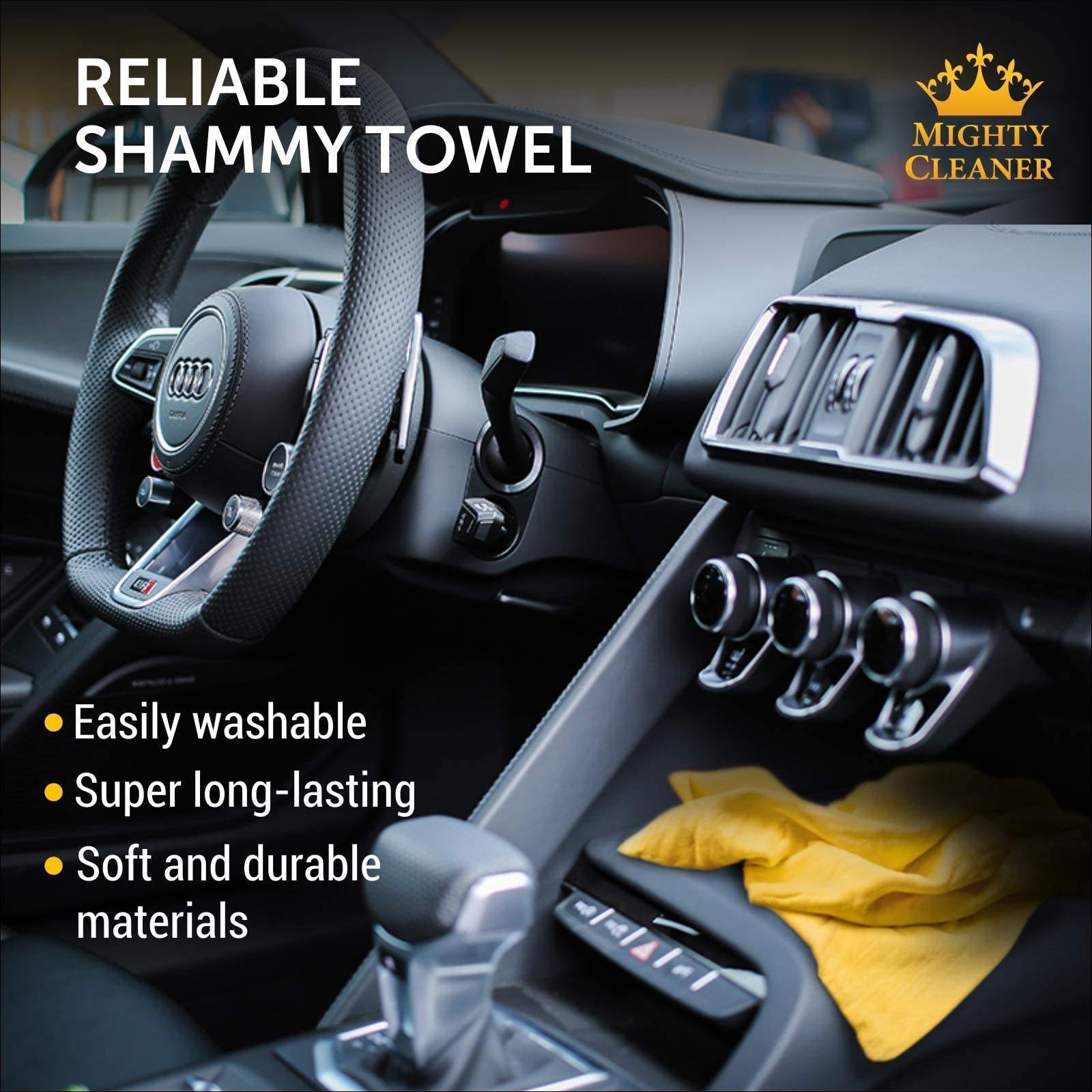 Premium 26"x17" Super Absorbent Reusable Shammy Cloth PVA Chamois Towel for Cars Drying Faster Dry Scratch-Free and Lint-Free