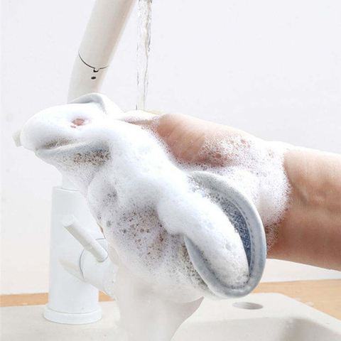 Double Sides Kitchen Microfiber Household Cleaning Dish Washing Sponge Washable Cleaner Brush
