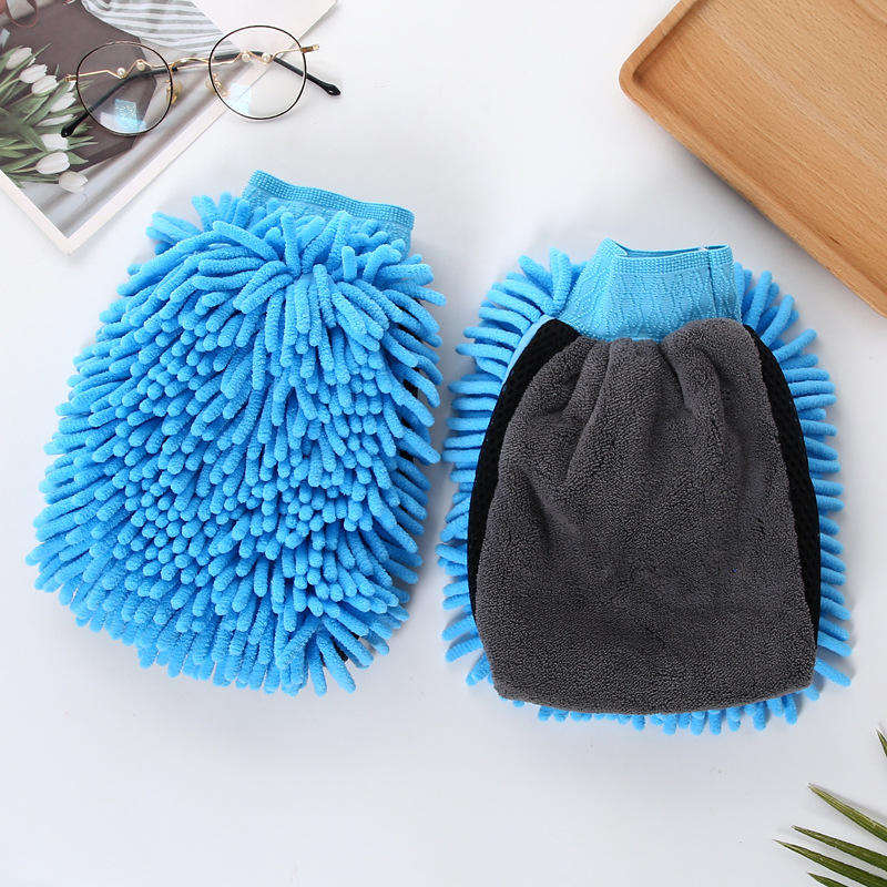 High Quality Thickened Chenille Scratch-Free Glove Microfiber Car Detailing Polishing Mitt 2-In-1 Microfiber Chenille Wash Mitt