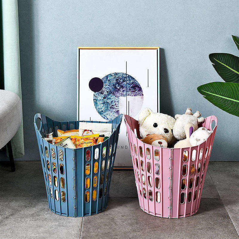 Large Foldable Plastic Laundry Basket Bathroom Storage Basket For Dirty Clothes with Foldable Organizer Basket for Toys