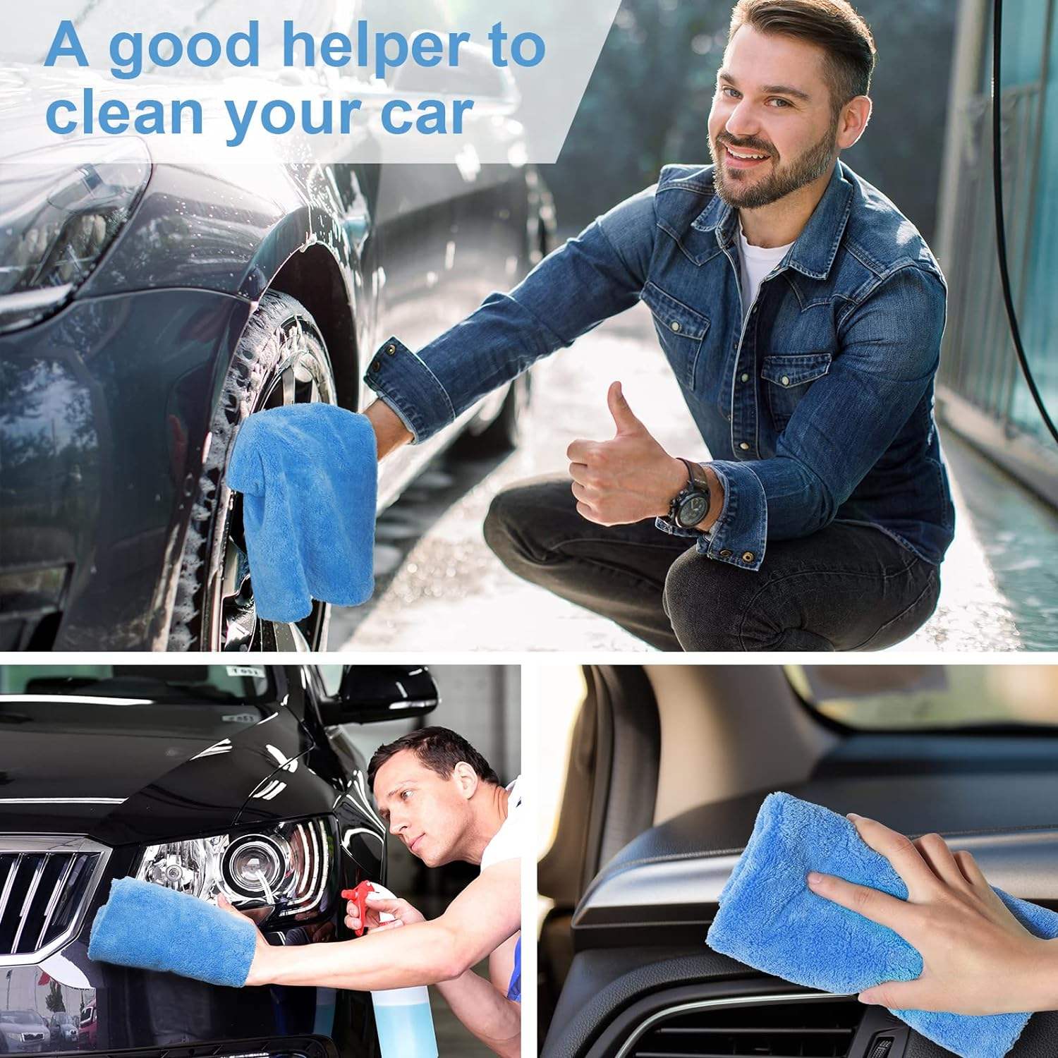 Car Drying Wash Detailing Buffing Polishing Towel with Plush Edgeless Microfiber Cleaning Cloth