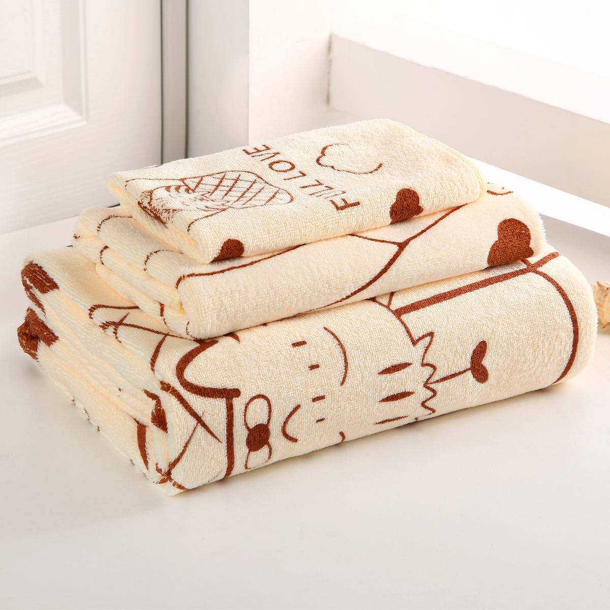 Cotton Bath Towel Thickened Absorbent Gift Three-Piece Towel Set